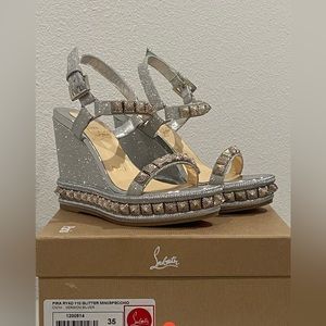 Authentic Christian Louboutin Pira Ryad 110 Glitter Mini/Pecchio